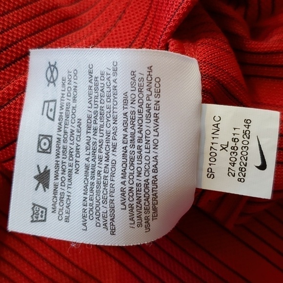 Nike- Mens Nike Golf Dri-fit Red/Black Stripe Button Polo Sz. XL - Picture 6 of 6
